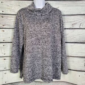 Lane Bryant Women’s Cowl Neck Sweater Size 14/16 Gray Marled Knit Pullover Long